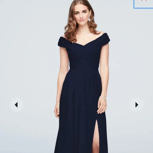 burgundy floor length bridesmaid dress Off the Shoulder Burgundy Modest Bridesmaid Dresses with Slit ARD2078